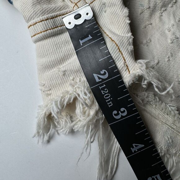 The Kooples Womens Distressed Bleached Denim Shorts Size 1 Grunge Butterfly - Picture 11 of 16